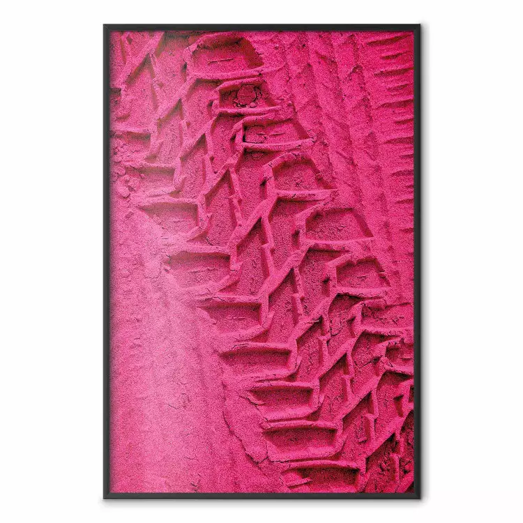 Däckspår - rosa bakgrund med avtryck av bildäck