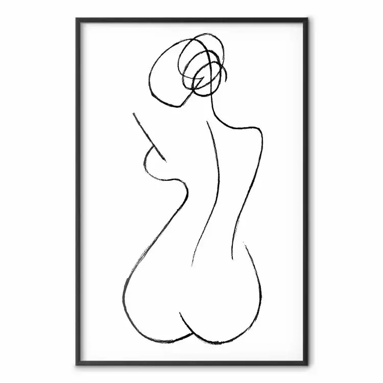 Kvinnliga former - minimalistisk svartvit linjekonst med kvinna