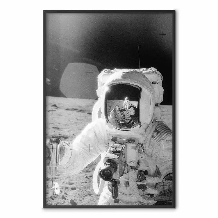 Yrket astronaut - svartvit bild av den första mannen på månen