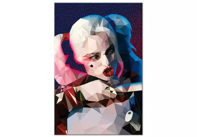 Berömd hjältinna - geometriskt, färgstarkt porträtt av en ung kvinna