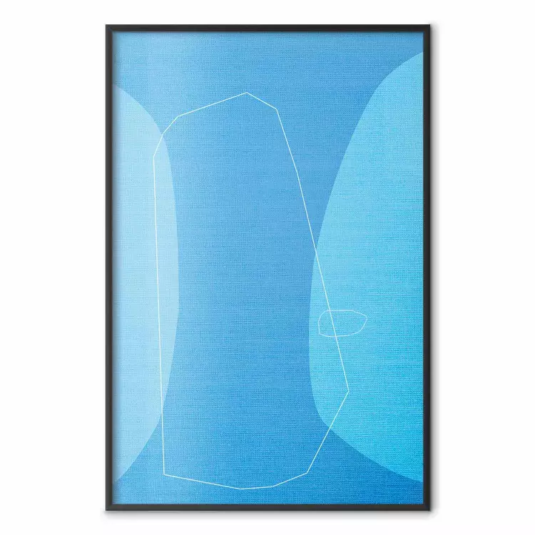 Blå nyanser - abstrakt komposition av blåa former och linjer