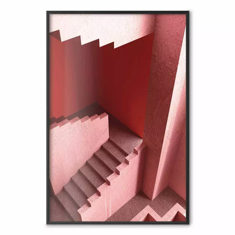 Trappor till ingenstans - abstrakt röd trappkonstruktion