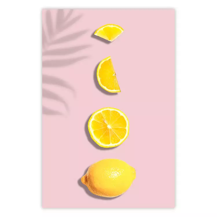 En bit exotism - citron i olika snitt på pastellbakgrund