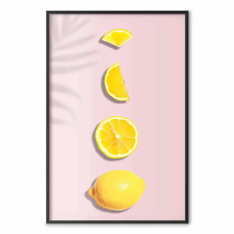 En bit exotism - citron i olika snitt på pastellbakgrund