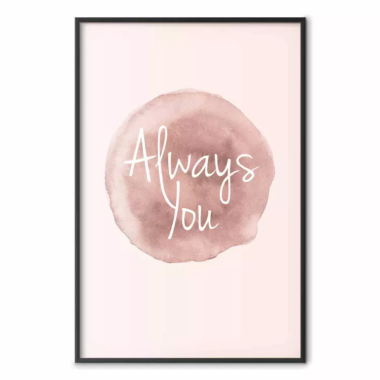 Always You - text på engelska på akvarellrosa bakgrund