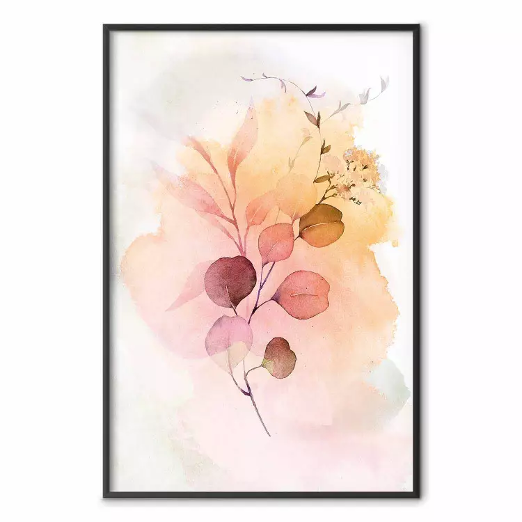 Akvarellgren - växt med blad på abstrakta färger