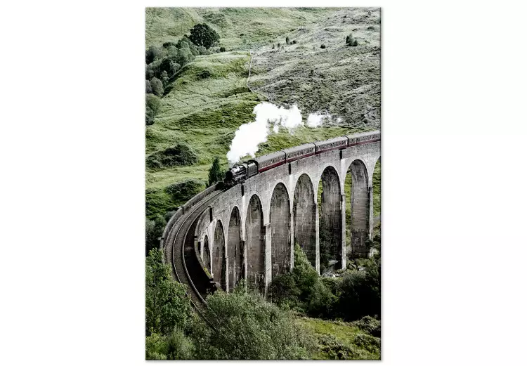 Tidresor (1-del) vertikal - landskapsvy av en bro med ett tåg