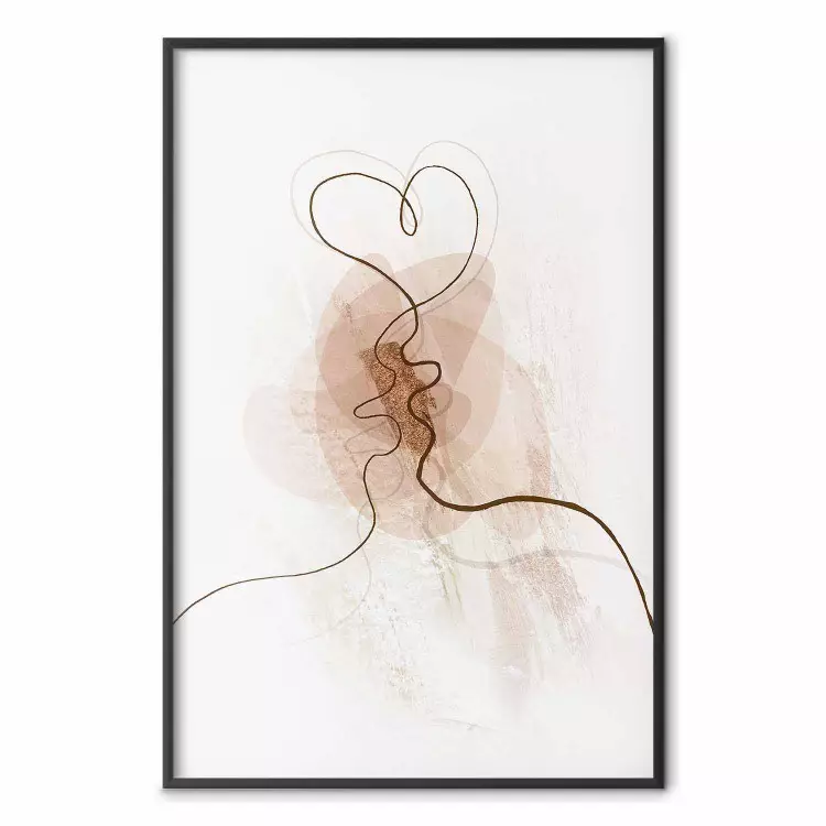 Gemensamt begär - linjär kyss på abstrakt beige bakgrund