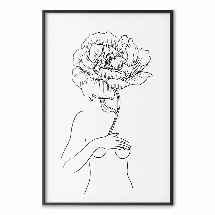 Sinnesvåldande blomning - linjärt kvinna och blommor på ljus bakgrund