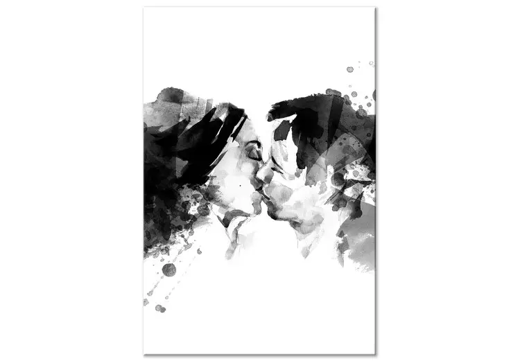 Par som kysser varandra - svartvit grafik med två människor som kysser