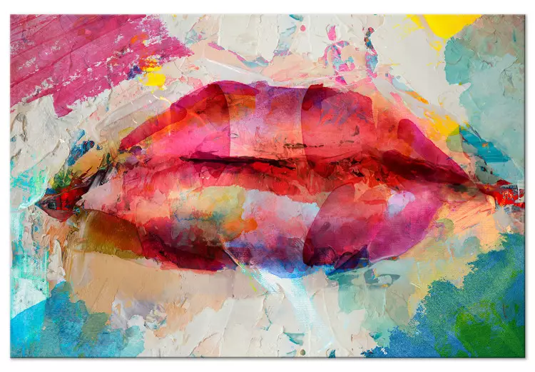 Konstnärlig mun (1-del) bred - abstraktion av färgade läppar