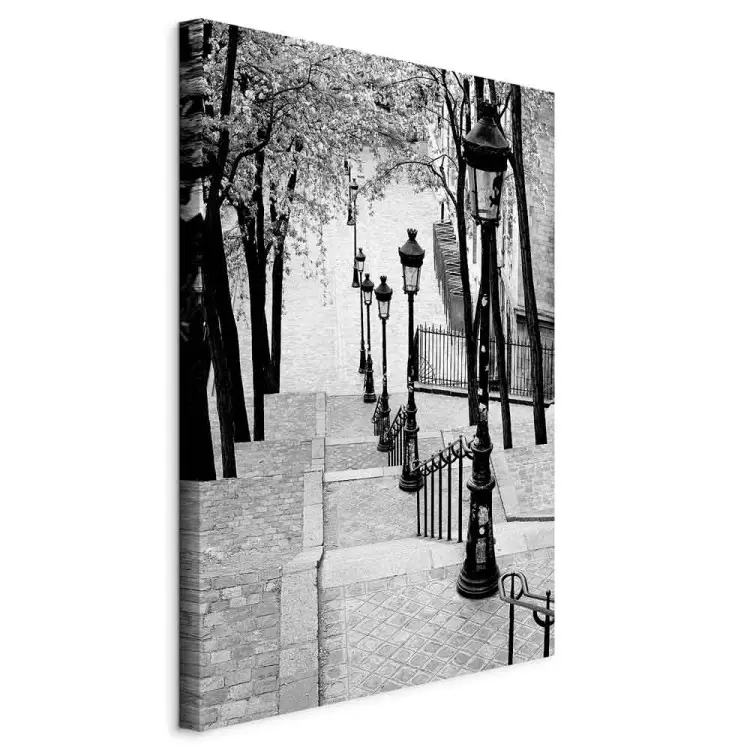 Montmartre vertikal - svartvita trottoarer i Paris
