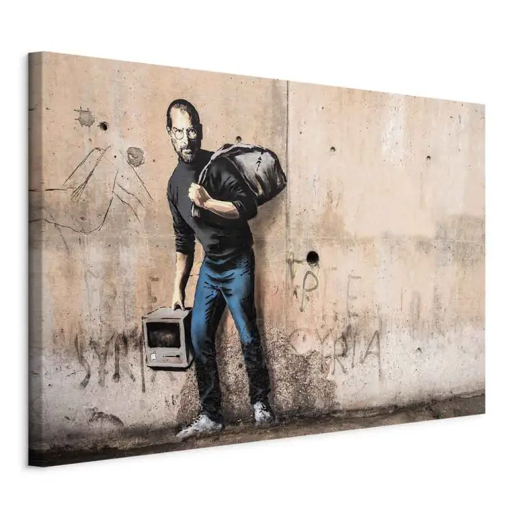 Steve bred - gatukonst av betong med Steve Jobs-karaktär