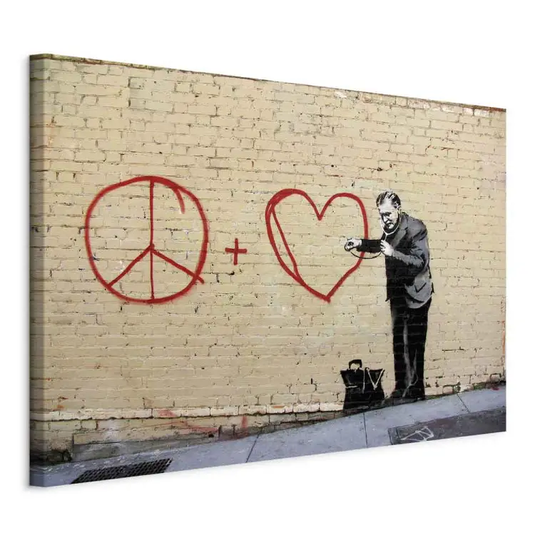 Pacifistisk läkare (Banksy) - gatukonst av en man på en tegelvägg