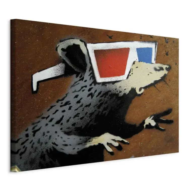 Råtta i 3D-glasögon (Banksy) - gatukonst av ett tjusigt djur