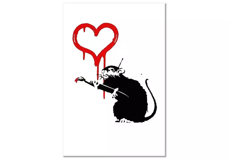 Love Rat (1-piece) vertikal - gatukonst av en råtta som målar hjärtan