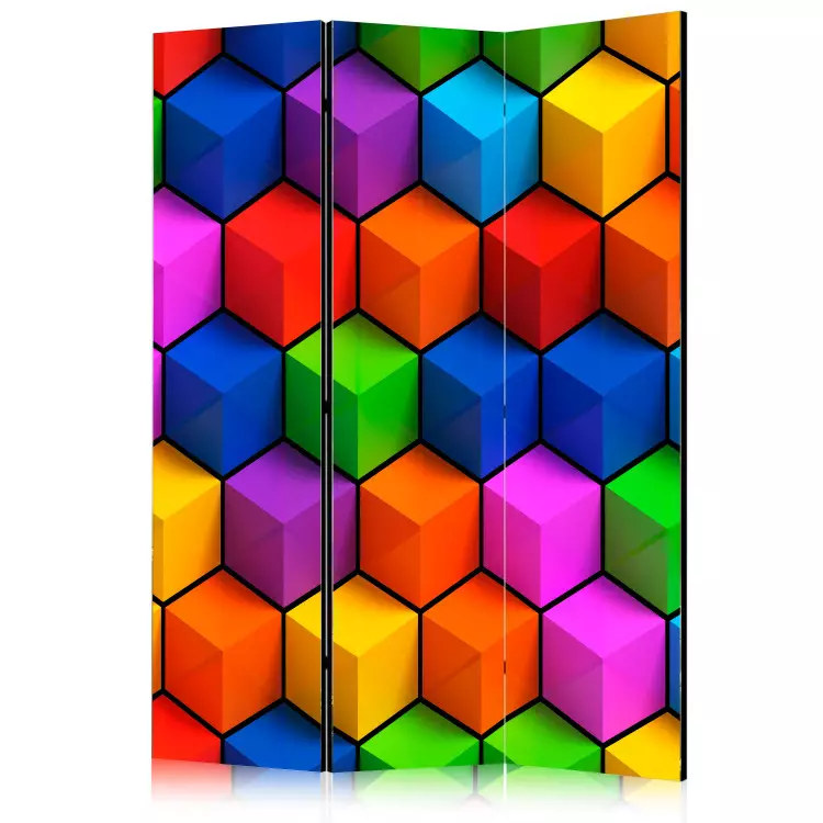 Färgglada geometriska fält (3-delad) - abstraktion i kuber