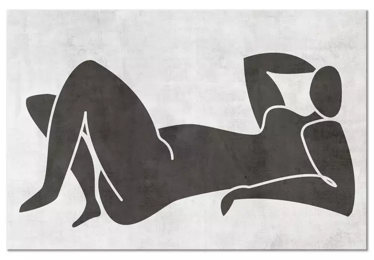 Liggande kvinna - svartvit grafik i scandi boho-stil