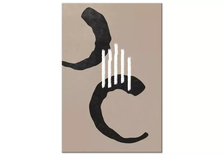 Svarta halvcirklar - abstrakt i scandi boho-stil på beige bakgrund