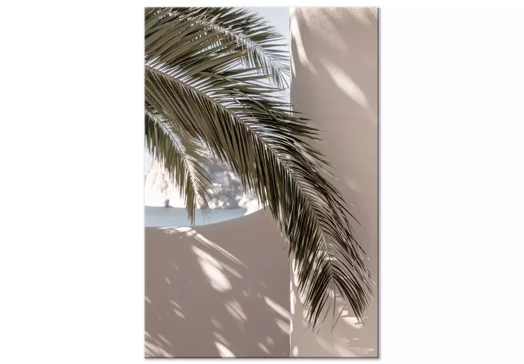 Terrass med utsikt (1-panel) vertikal - blad från en palm i Marocko