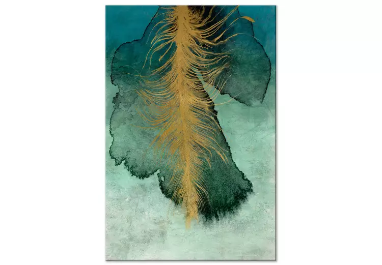Himmelskomposition (1-panel) vertikal - abstrakt blad och fjäder