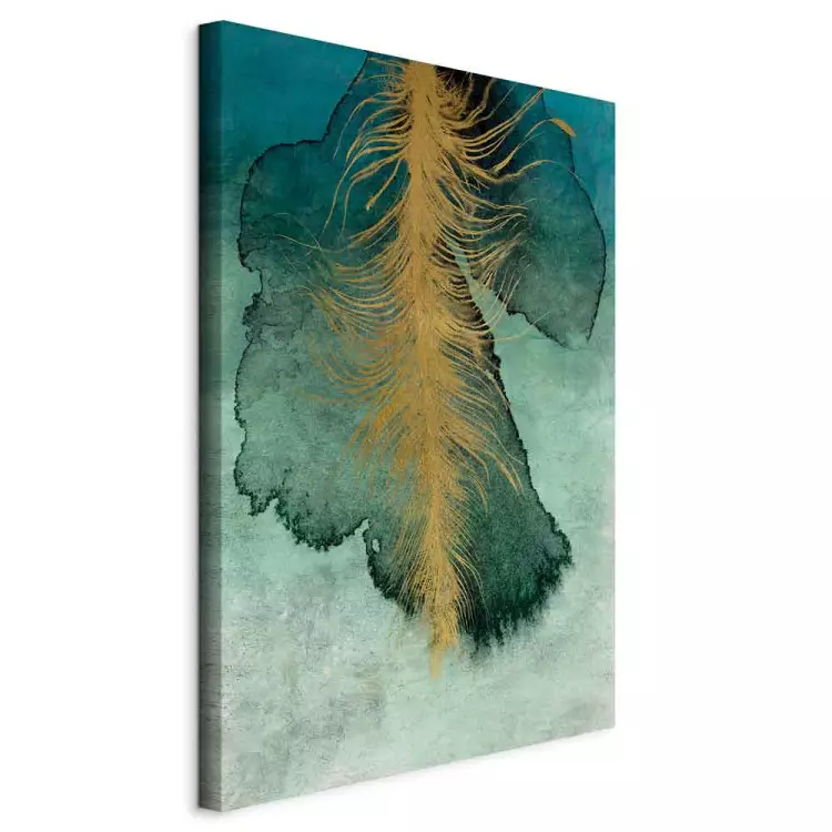 Himmelskomposition (1-panel) vertikal - abstrakt blad och fjäder
