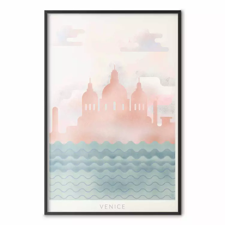 Venedig - grafisk illustration av hav och basilika i pastell