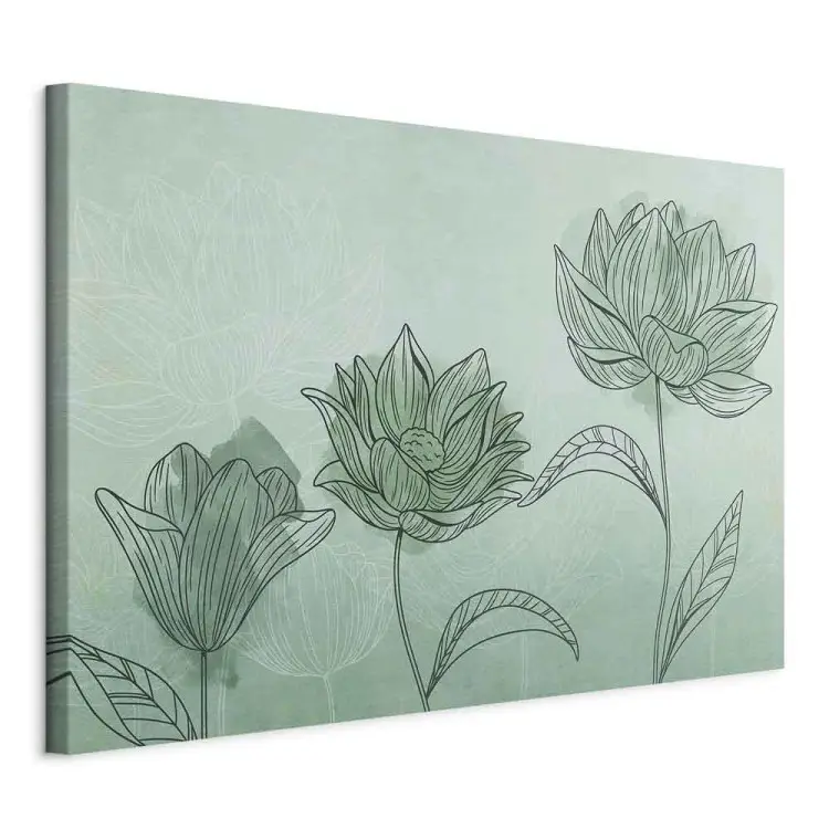 Floral trio - abstraktion med blomstermotiv på akvamarin