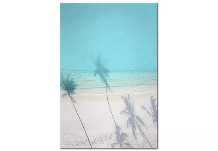 Turkos kust - havsstrand med vit sand i skuggan av palmer