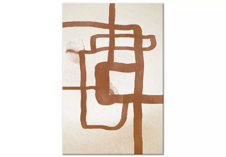 Path - Abstrakt komposition i stil med Scandi Boho med stansade linjer som påminner om en väg på en beige bakgrund