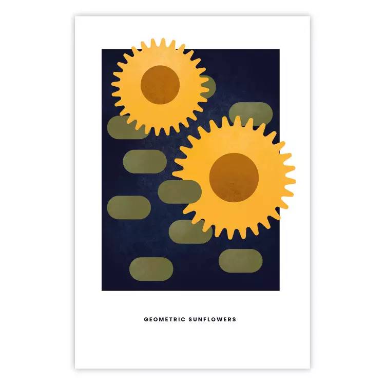 Geometriska solrosor - abstrakta gula blommor på mörk botten