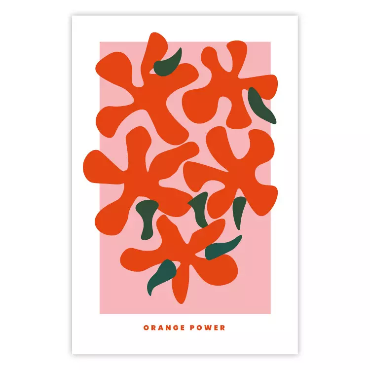 Apelsinbukett - abstrakta färgglada blommor och engelsk text