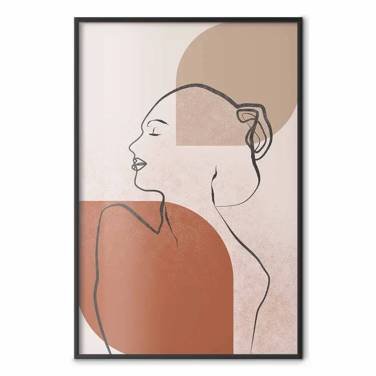 Kvinno siluett - linjeillustration på abstrakt varm botten