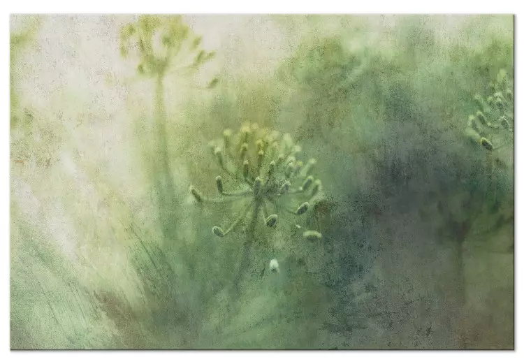 Majblommor i dimman - grafik med gröna vilda växter
