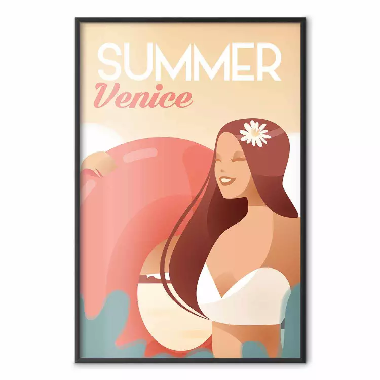 Sommar i Venedig - färgglatt sommarmotiv med kvinna på stranden
