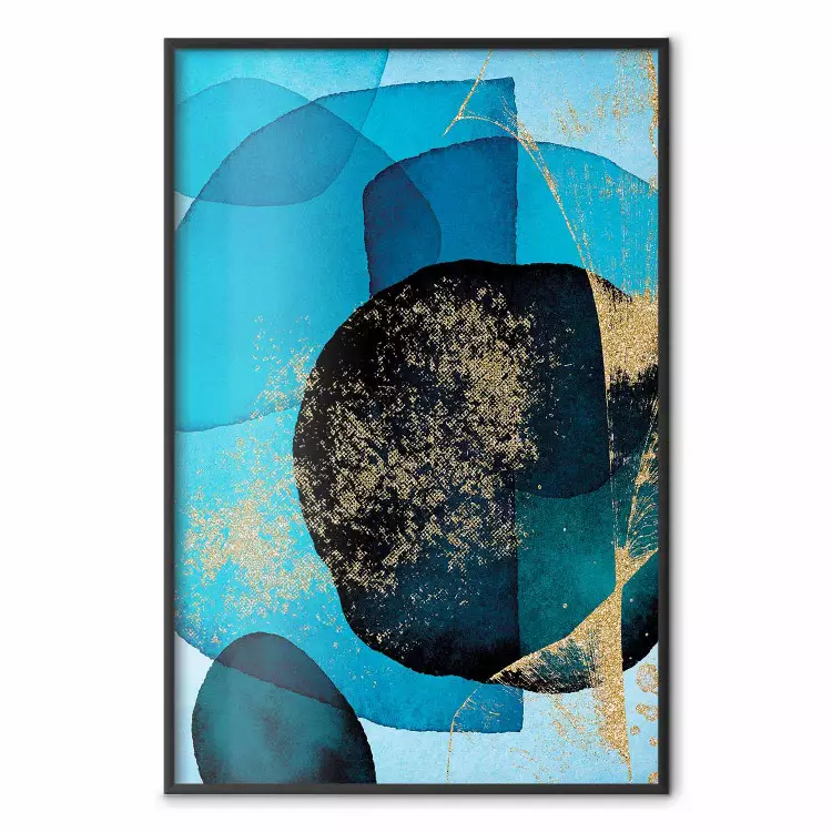 Havskalejdoskop - blå abstraktion med guldiga inslag