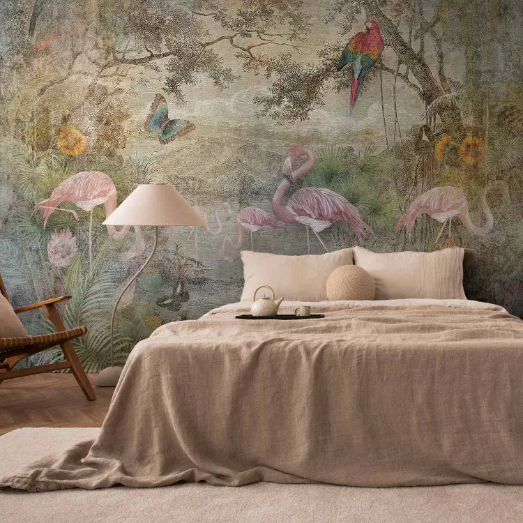 Vild fauna och flora - naturmotiv med djur i retrostil
