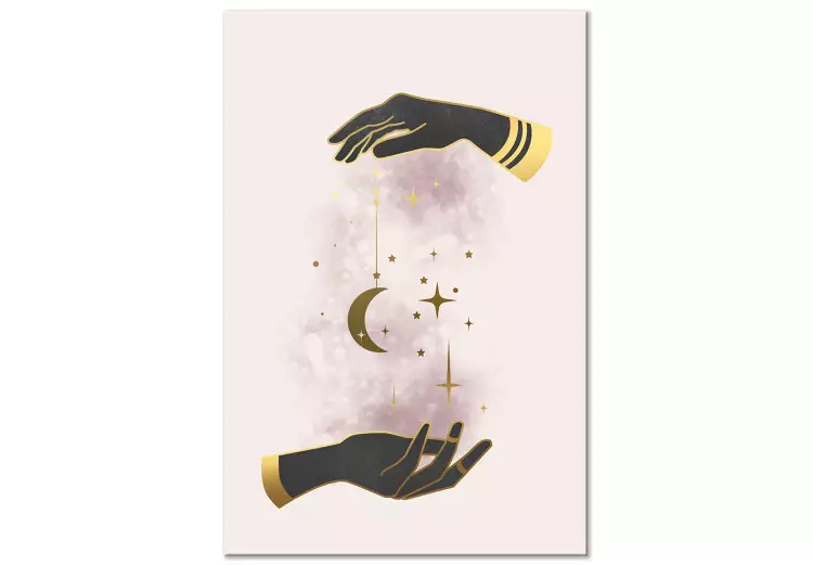 Stjärnor och måne i händerna - guld och svarta element