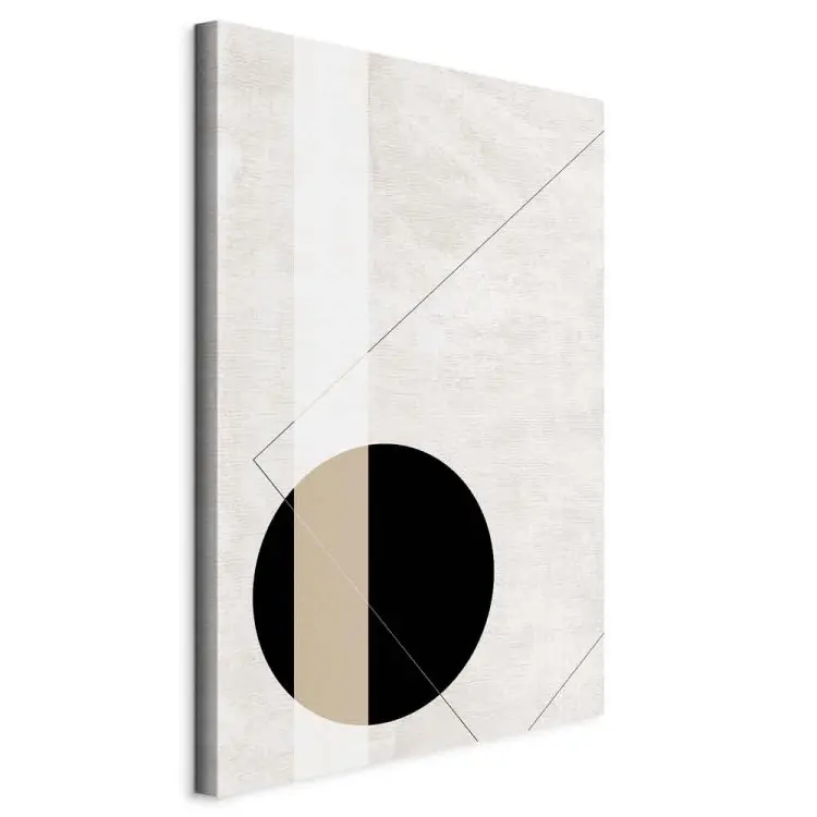 Svart cirkel och rektangel - geometrisk abstraktion på beige bakgrund