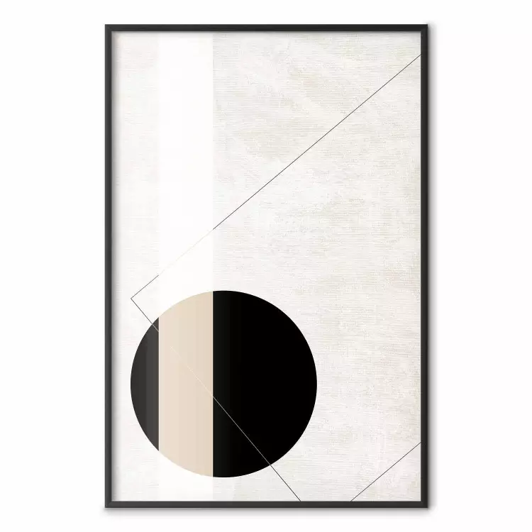 Svart cirkel - geometrisk abstraktion på beige botten i japandi stil