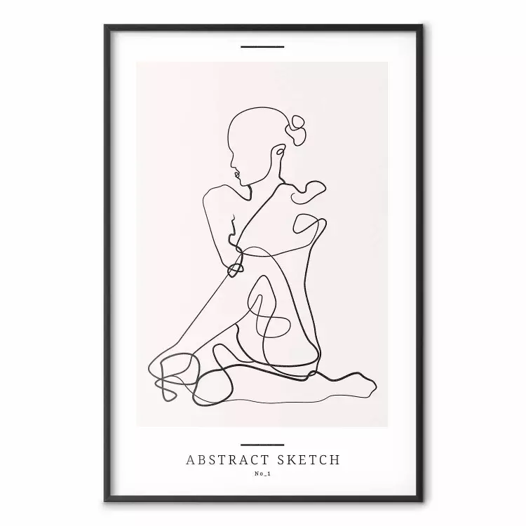 Abstrakt skiss - linjekonst med silhuett av kvinna