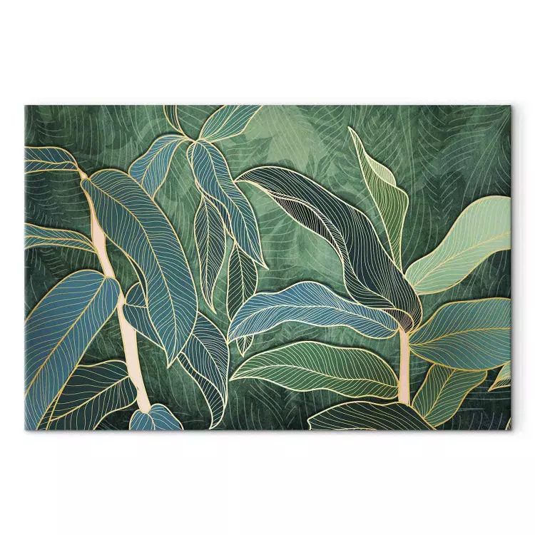 Uttrycksfulla blad (1-panel) bred - landskap med exotiska blad