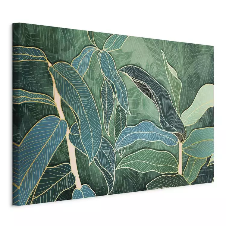 Uttrycksfulla blad (1-panel) bred - landskap med exotiska blad