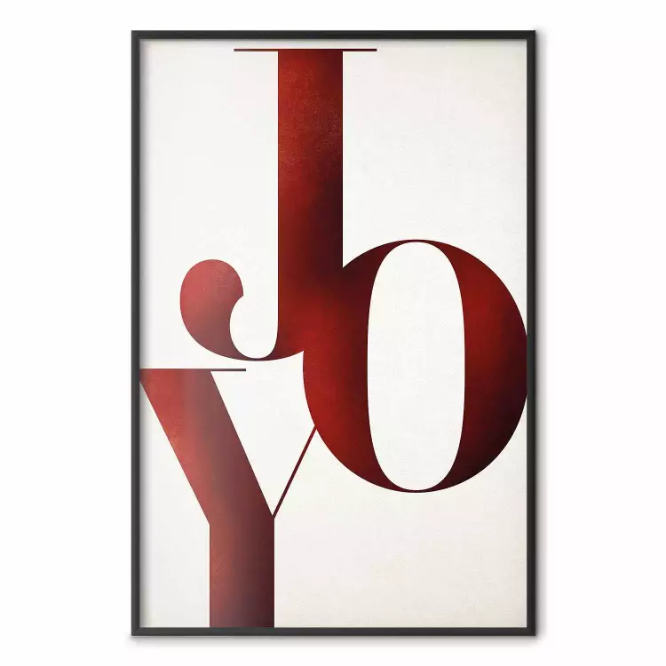 Glädje - rött typografiskt brev på kontrasterande vit bakgrund