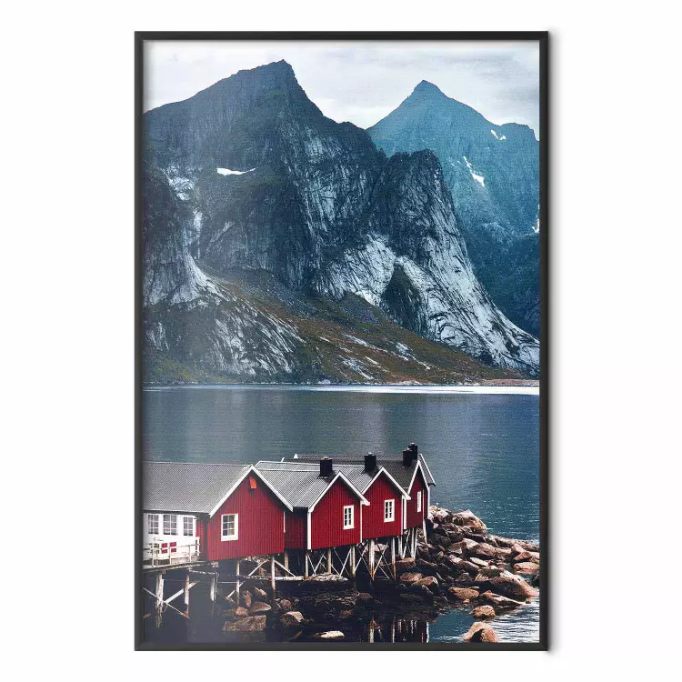 Röda hus - bylandskap på Lofoten
