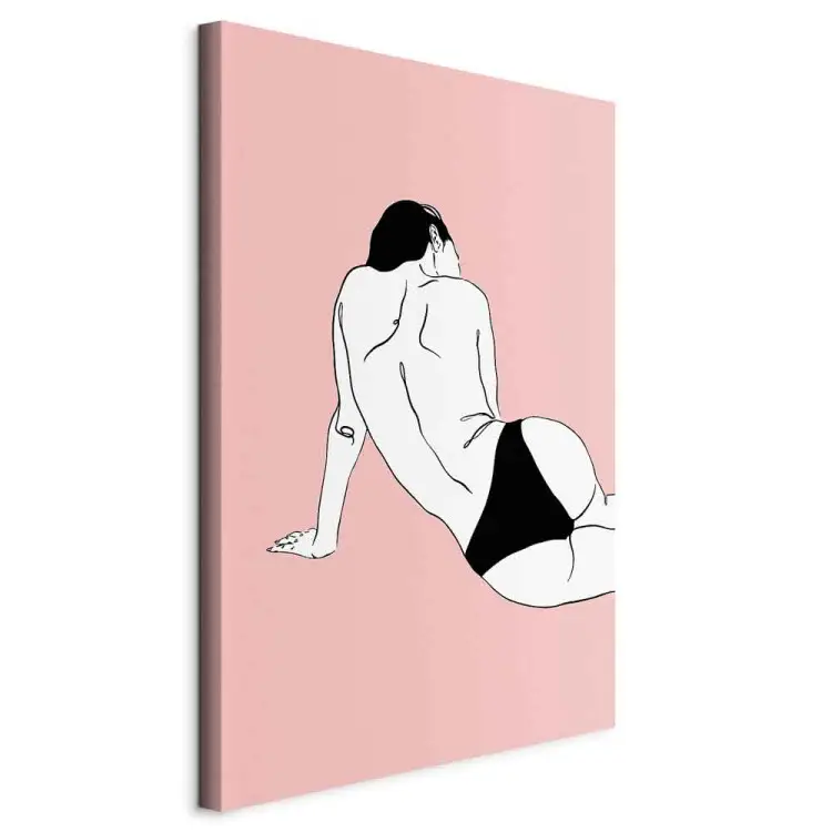 Kvinnokropp vertikal - omvänd figur på rosa bakgrund