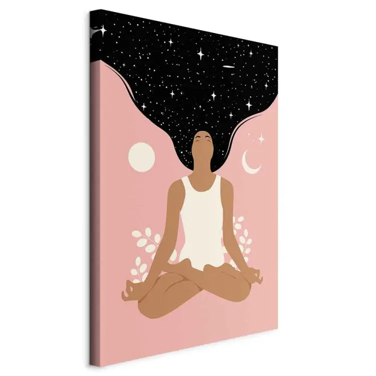 Morgonyoga vertikal - figur av kvinna i selflove-stämning
