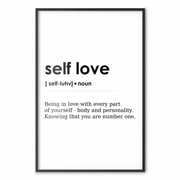 Self Love - definition av självkärlek på engelska i svartvitt mönster