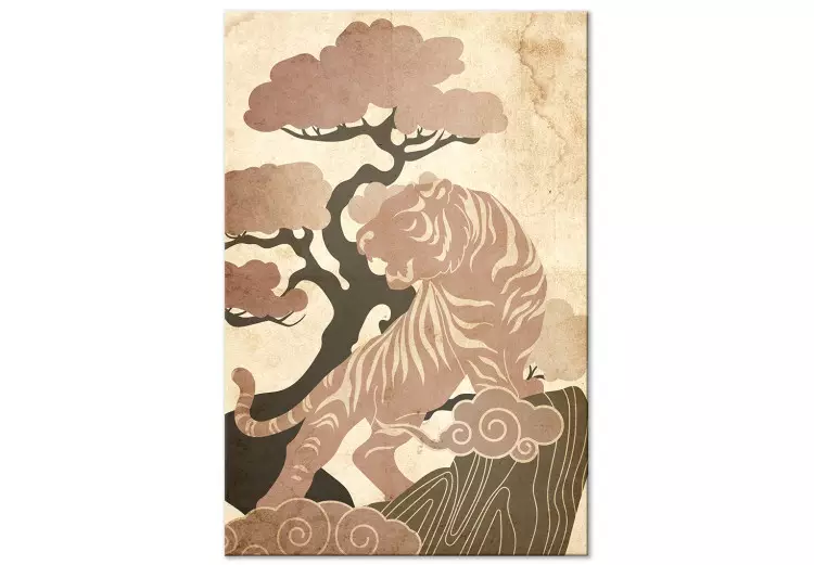 Asiatisk kung (1-del) vertikal - vild katt bland träd och moln