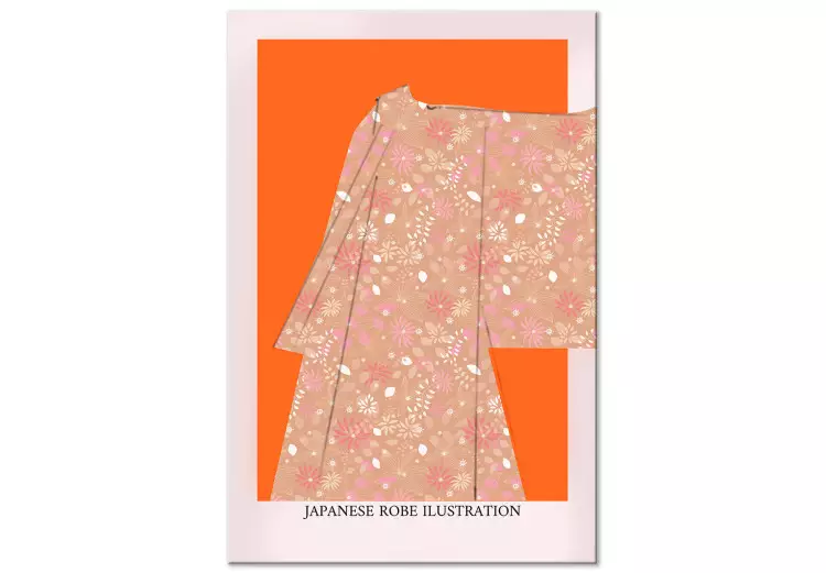 Japanskt kimono (1-del) vertikal - texter och kläder i Zen-stil